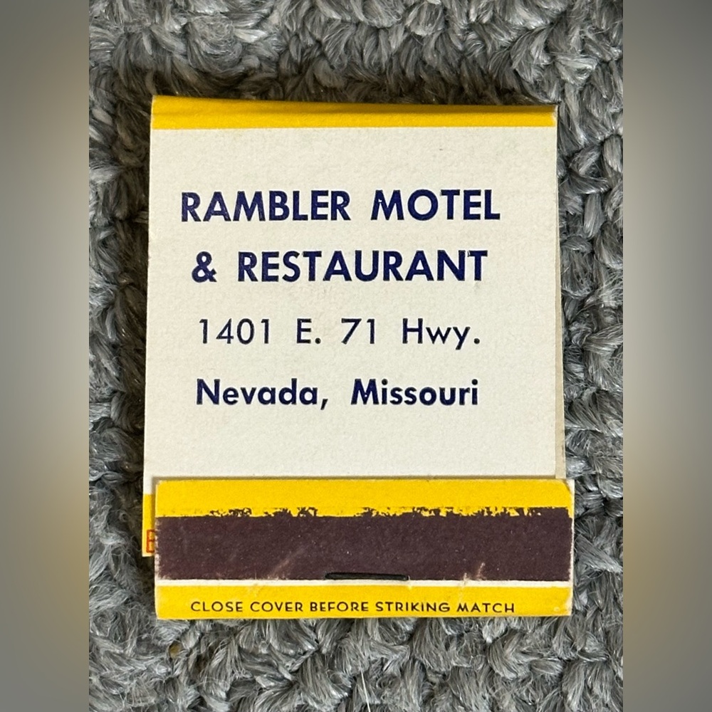 Vintage Matchbook Best Western Rambler Motel Restaurant NV Nevada MO Missouri